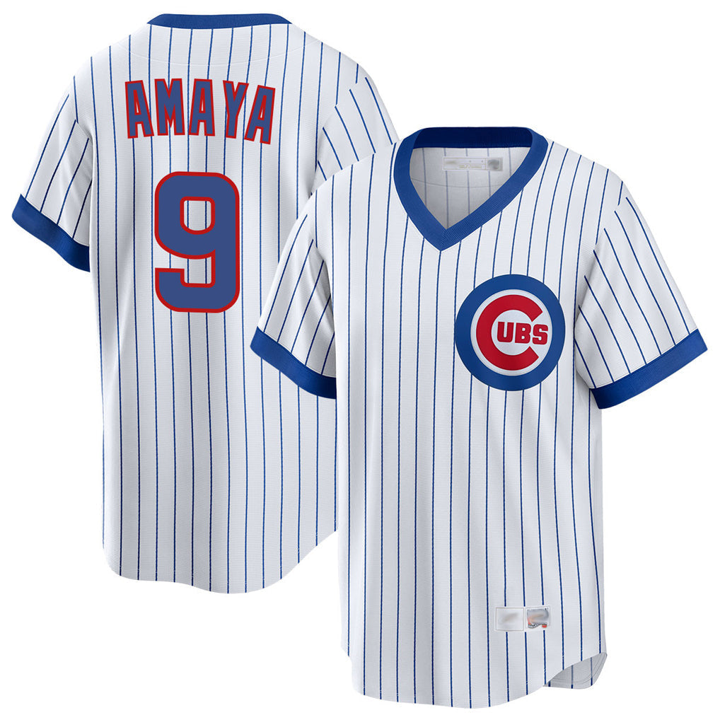 Crovyle C.Cubs #9 Miguel Amaya Player White T-shirt Cooperstown Collection Limited Stitched Jerseys