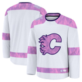 Crovyle C.Flames White 2024 Hockey Fights Cancer Practice Jerseys