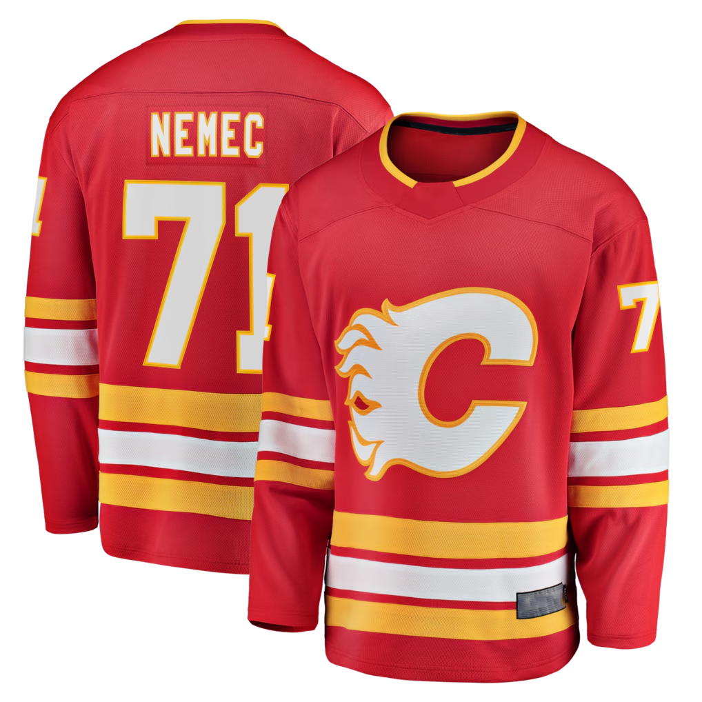 Crovyle C.Flames #71 Simon Nemec Red Home Breakaway Jerseys