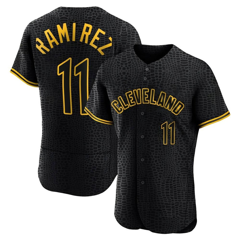 Crovyle C.Guardians #11 Jose Ramirez Player Black Snake Skin City Limited Elite Home Stitched Jerseys