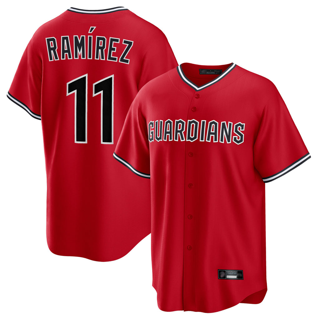 Crovyle C.Guardians #11 Jose Ramirez Player Red Home Game Stitched Jerseys