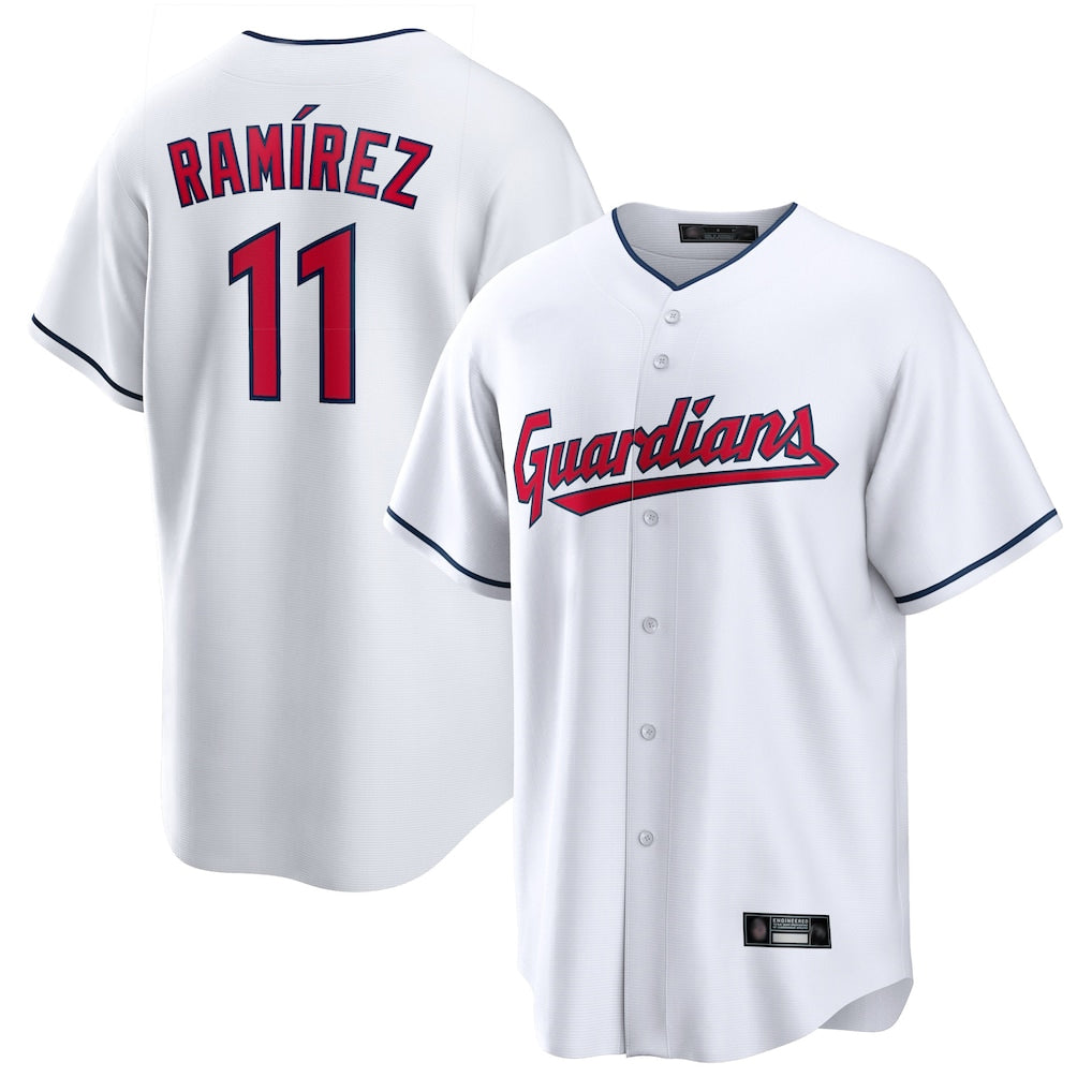 Crovyle C.Guardians #11 Jose Ramirez Player White Home Game Stitched Jerseys