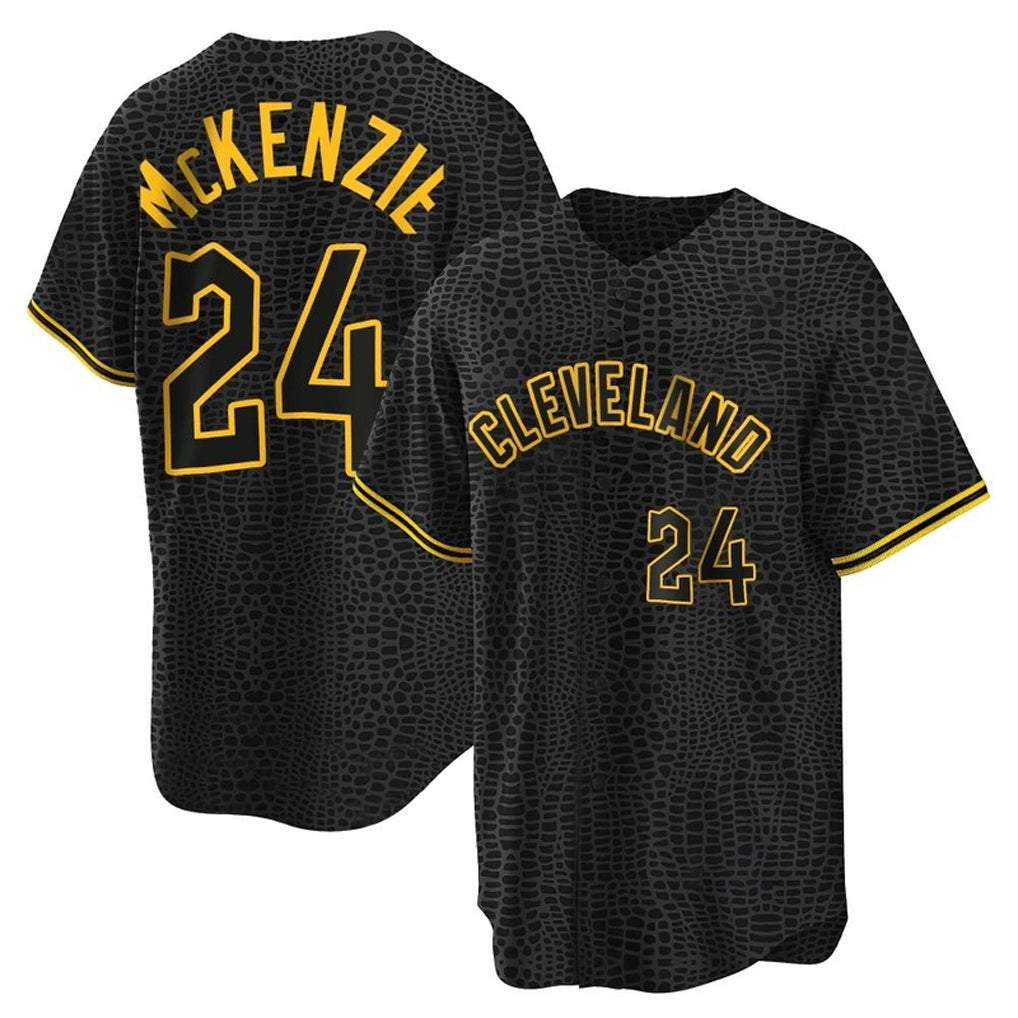 Crovyle C.Guardians #24 Triston McKenzie Player Black Snake Skin City Home Game Stitched Jerseys