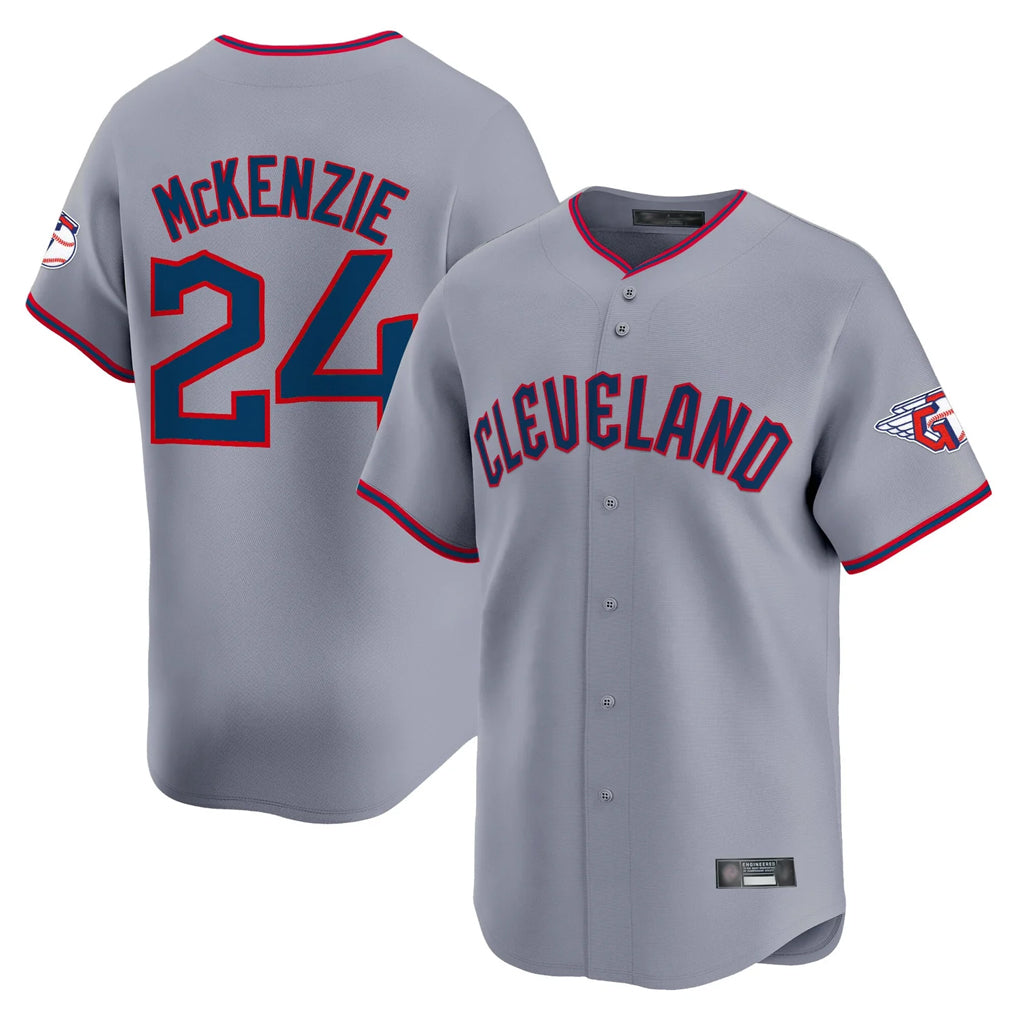 Crovyle C.Guardians #24 Triston McKenzie Player Gray Road Limited Home Game Stitched Jerseys