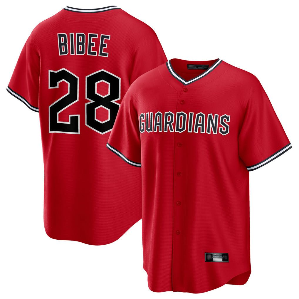Crovyle C.Guardians #28 Tanner Bibee Player Red Home Game Stitched Jerseys