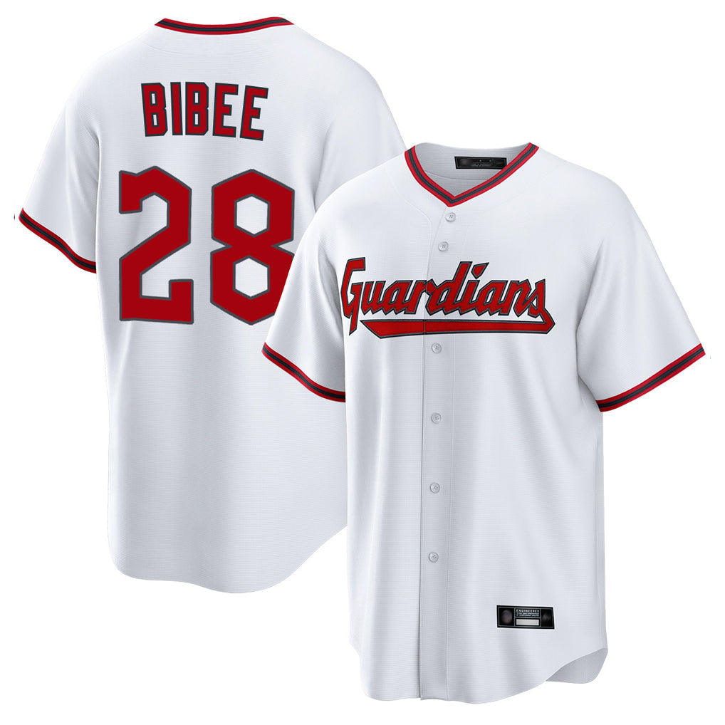 Crovyle C.Guardians #28 Tanner Bibee Player White Game Home Stitched Jerseys