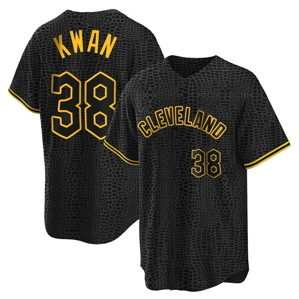 Crovyle C.Guardians #38 Steven Kwan Player Black Snake Skin City Home Game Stitched Jerseys