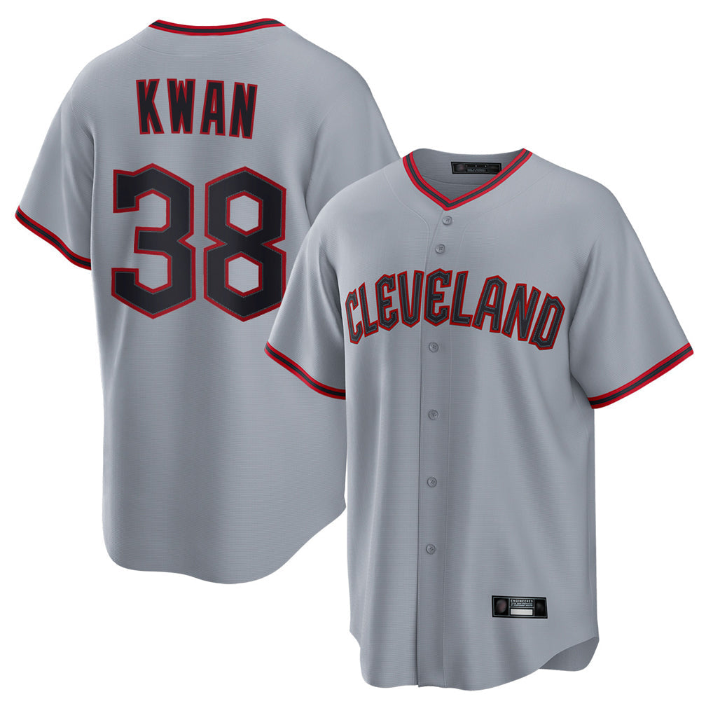 Crovyle C.Guardians #38 Steven Kwan Player Gray Home Game Stitched Jerseys
