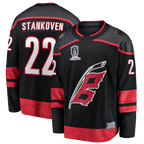 Crovyle C.Hurricanes #22 Logan Stankoven Black 2026 Stanley Cup Champions Home Breakaway Stitched Jerseys