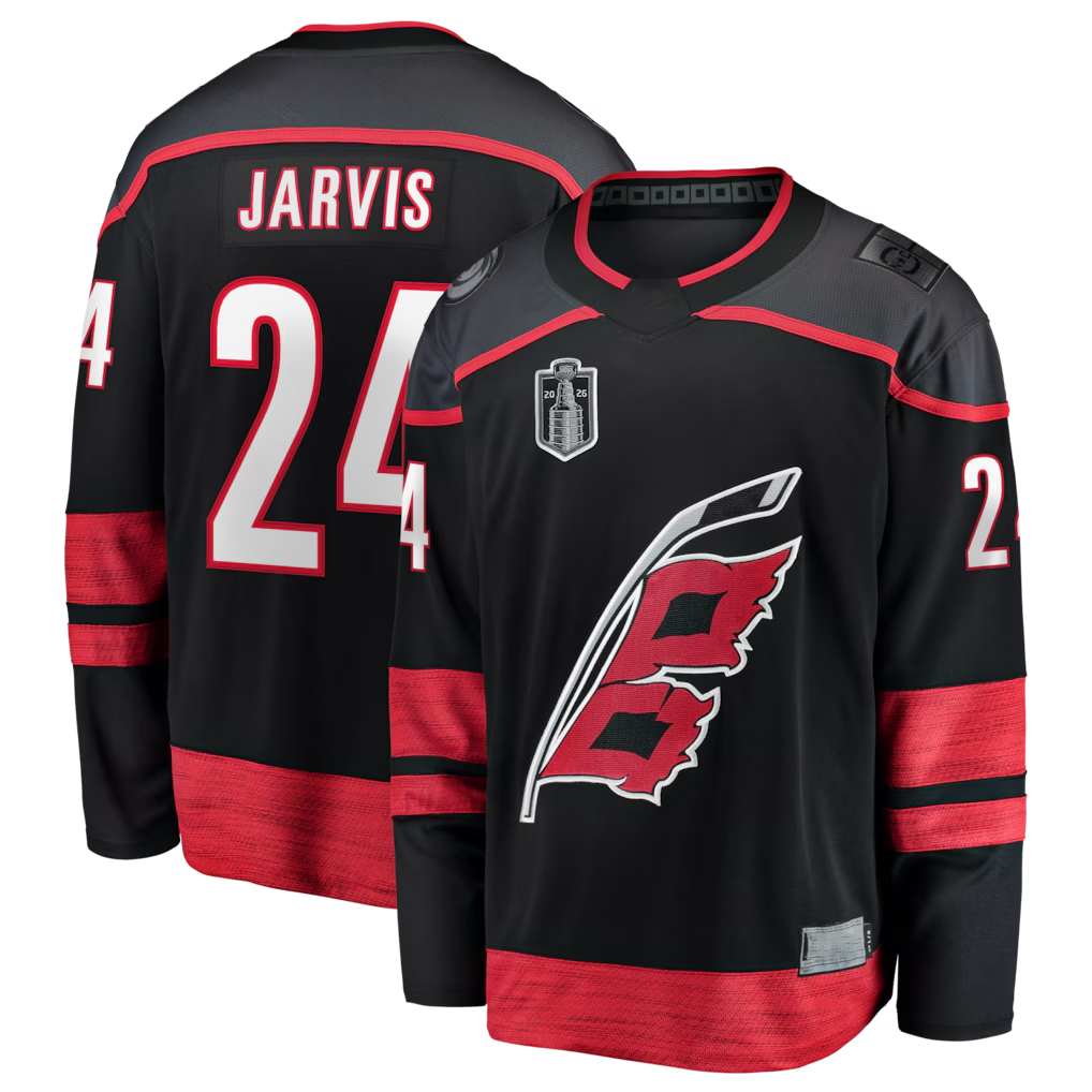 Crovyle C.Hurricanes #24 Seth Jarvis Black 2026 Stanley Cup Final Home Breakaway Stitched Jerseys