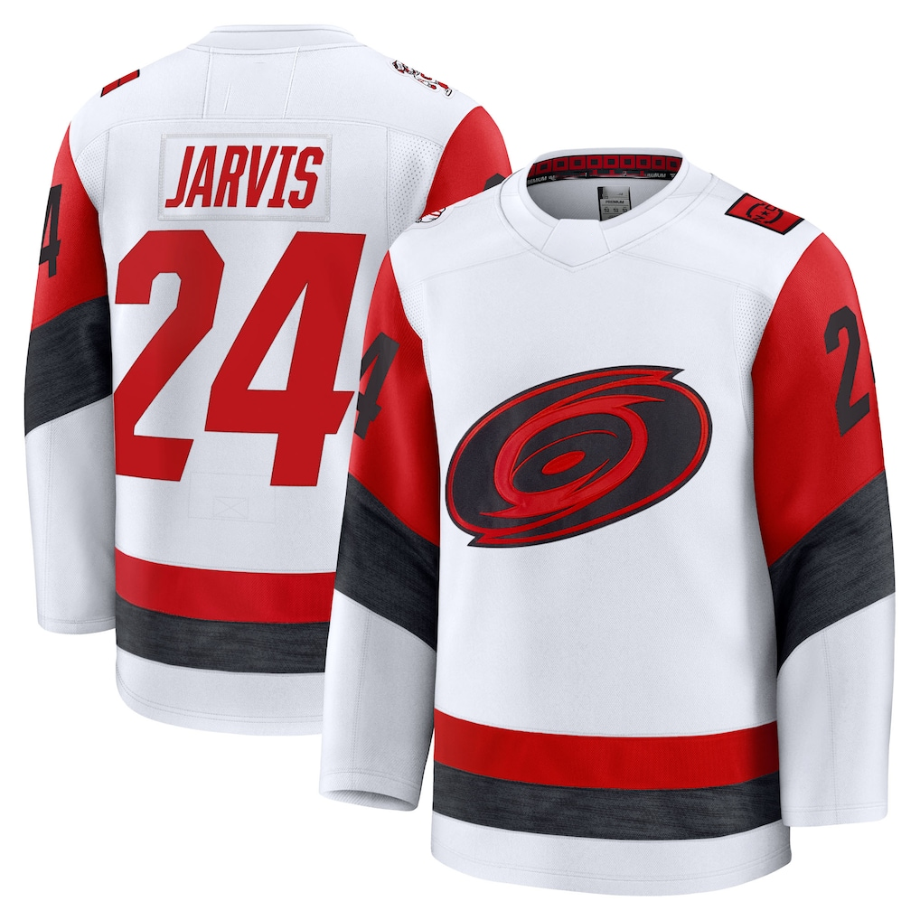 Crovyle C.Hurricanes #24 Seth Jarvis White Away Premium Stitched Jerseys