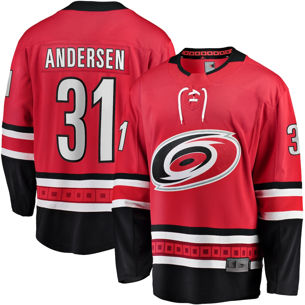 Crovyle C.Hurricanes #31 Frederik Andersen Red Alternate Breakaway Player Stitched Jerseys