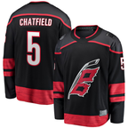 Crovyle C.Hurricanes #5 Jalen Chatfield Black Home Premier Breakaway Player Stitched Jerseys