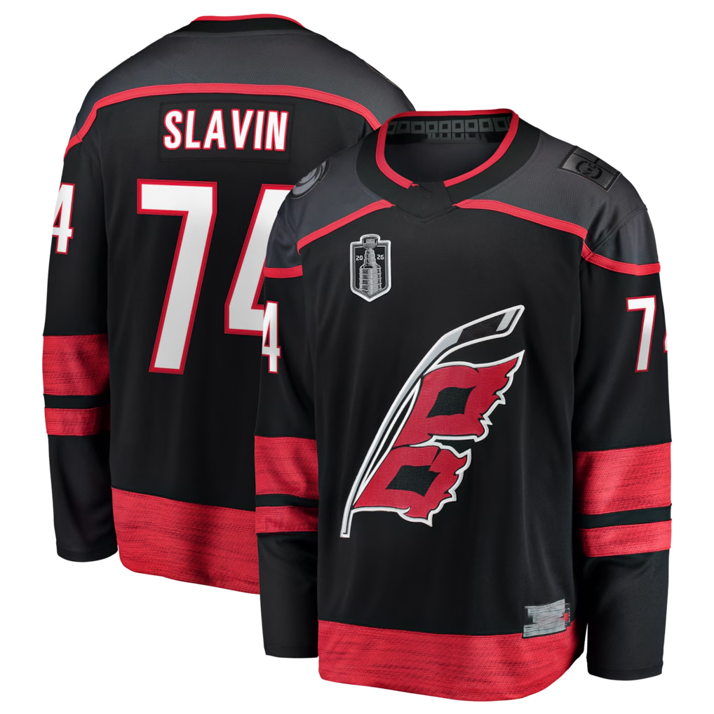 Crovyle C.Hurricanes #74 Jaccob Slavin Black 2026 Stanley Cup Final Home Breakaway Stitched Jerseys