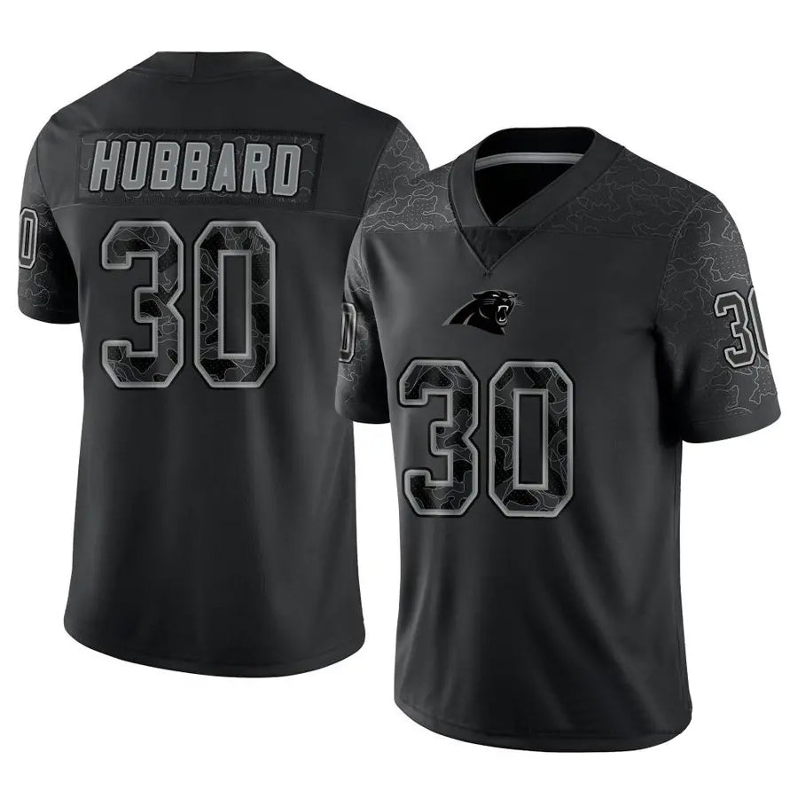 Crovyle C.Panthers #30 Chuba Hubbard Player Black Limited Reflective Stitched Jerseys