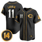 Crovyle C.Reds #11 Barry Larkin Player Black-Gold Vapor Premier Limited Home Stitched Jerseys