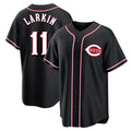 Crovyle C.Reds #11 Barry Larkin Player Black Fashion Out Home Game Stitched Jerseys