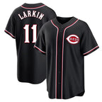Crovyle C.Reds #11 Barry Larkin Player Black Fashion Out Home Game Stitched Jerseys