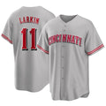 Crovyle C.Reds #11 Barry Larkin Player Gray Home Game Stitched Jerseys