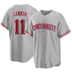 Crovyle C.Reds #11 Barry Larkin Player Gray Home Game Stitched Jerseys