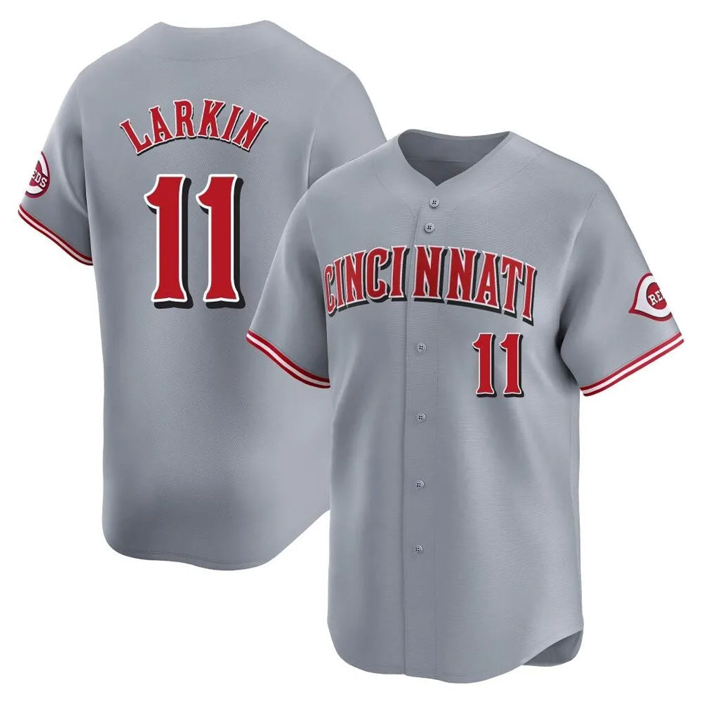 Crovyle C.Reds #11 Barry Larkin Player Gray Home Limited Stitched Jerseys