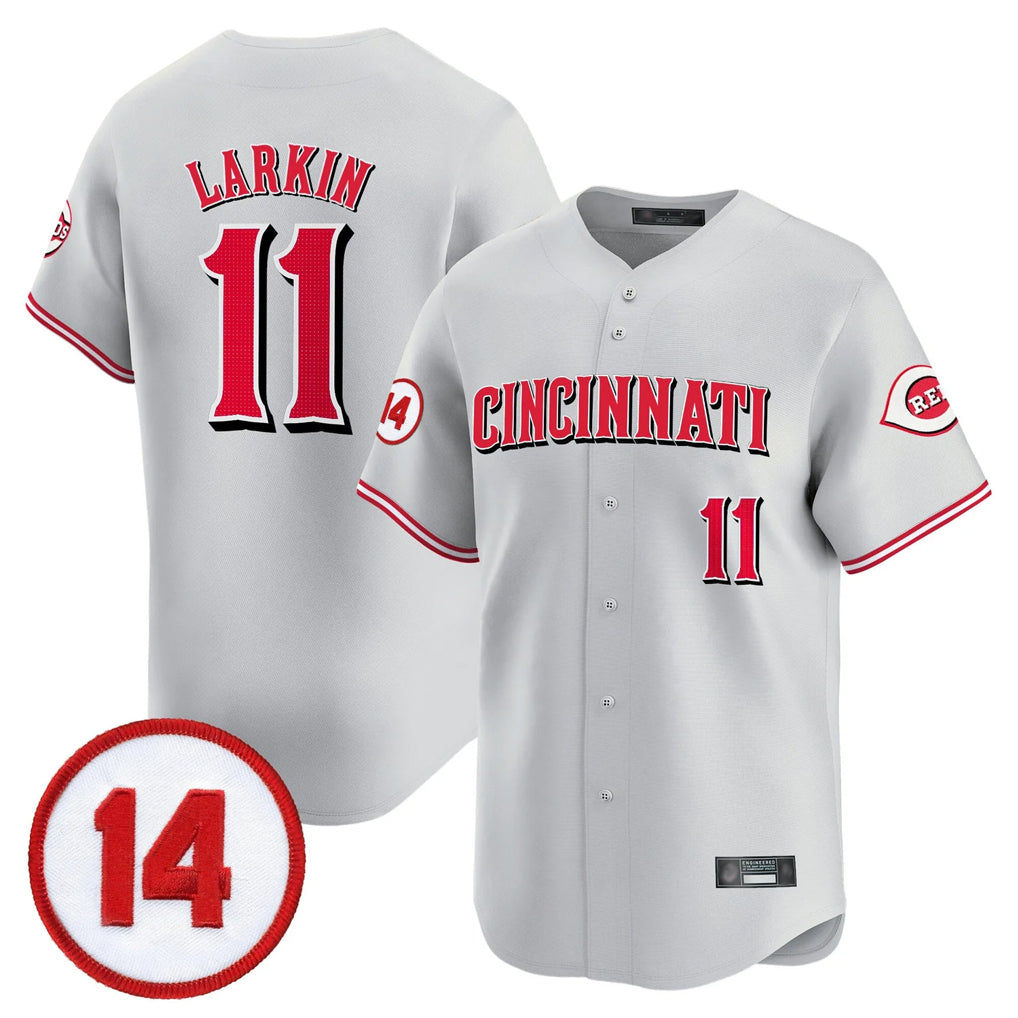 Crovyle C.Reds #11 Barry Larkin Player Gray Vapor Premier Limited Home Stitched Jerseys