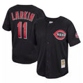Crovyle C.Reds #11 Barry Larkin Player Mitchell & Ness Black Throwback Cooperstown Mesh Game Stitched Jerseys