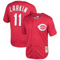 Crovyle C.Reds #11 Barry Larkin Player Mitchell & Ness Red Throwback Cooperstown Mesh Game Stitched Jerseys
