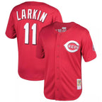 Crovyle C.Reds #11 Barry Larkin Player Mitchell & Ness Red Throwback Cooperstown Mesh Game Stitched Jerseys