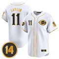 Crovyle C.Reds #11 Barry Larkin Player White-Gold Vapor Premier Limited Home Stitched Jerseys