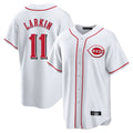 Crovyle C.Reds #11 Barry Larkin Player White Game Home Stitched Jerseys