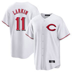 Crovyle C.Reds #11 Barry Larkin Player White Home Game Stitched Jerseys