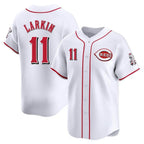 Crovyle C.Reds #11 Barry Larkin Player White Home Limited Stitched Jerseys