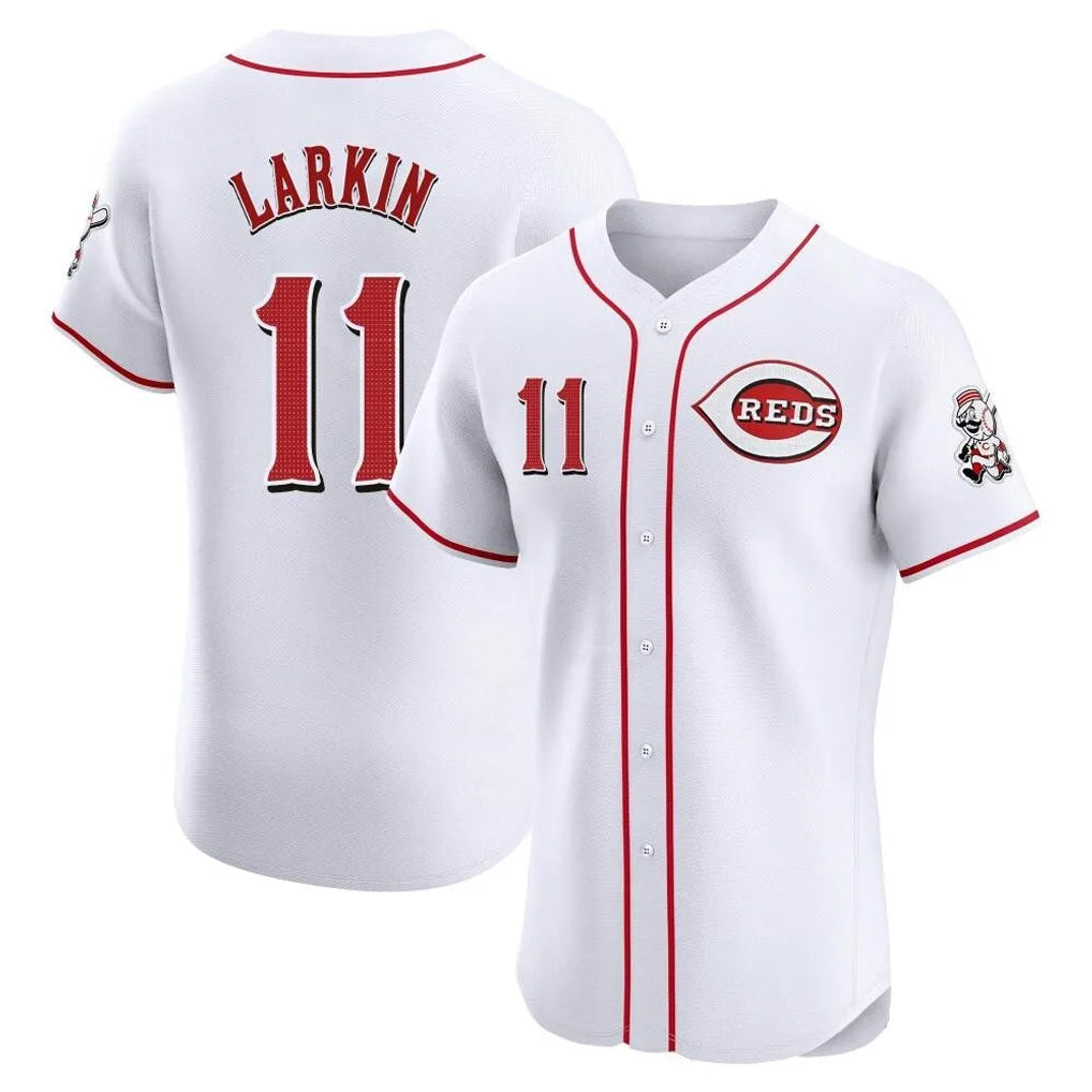 Crovyle C.Reds #11 Barry Larkin Player White Limited Elite Home Stitched Jerseys