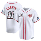 Crovyle C.Reds #11 Barry Larkin Player White Speedway Classic Home Limited Stitched Jerseys