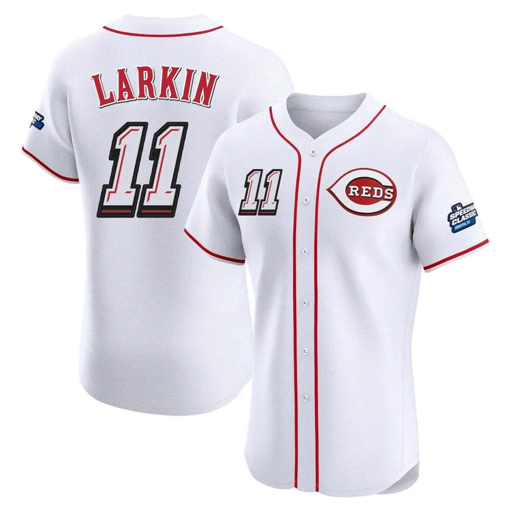 Crovyle C.Reds #11 Barry Larkin Player White Speedway Classic Limited Elite Home Stitched Jerseys