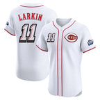 Crovyle C.Reds #11 Barry Larkin Player White Speedway Classic Limited Elite Home Stitched Jerseys