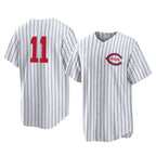 Crovyle C.Reds #11 Barry Larkin Player White Stripe Field of Dreams Game Home Stitched Jerseys