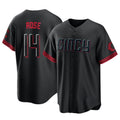 Crovyle C.Reds #14 Pete Rose Player Black City Connect Home Game Stitched Jerseys