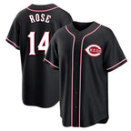 Crovyle C.Reds #14 Pete Rose Player Black Fashion Out Home Game Stitched Jerseys