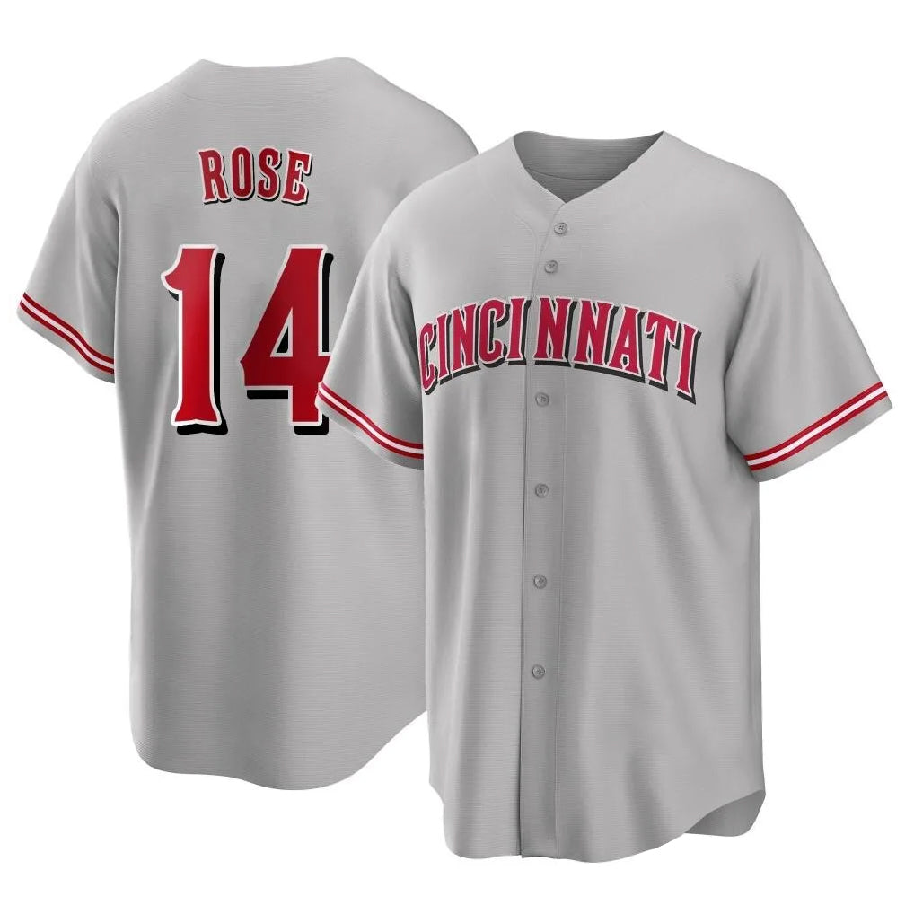 Crovyle C.Reds #14 Pete Rose Player Gray Home Game Stitched Jerseys