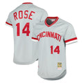 Crovyle C.Reds #14 Pete Rose Player Mitchell & Ness Gray Throwback Cooperstown Mesh T-shirt Game Stitched Jerseys