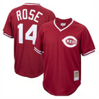 Crovyle C.Reds #14 Pete Rose Player Red Throwback Cooperstown Collection Limited T-shirt Stitched Jerseys