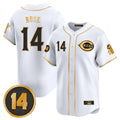 Crovyle C.Reds #14 Pete Rose Player White-Gold Vapor Premier Limited Home Stitched Jerseys
