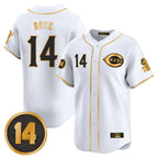 Crovyle C.Reds #14 Pete Rose Player White-Gold Vapor Premier Limited Home Stitched Jerseys