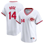 Crovyle C.Reds #14 Pete Rose Player White Cooperstown Collection Limited T-shirt Home Stitched Jerseys