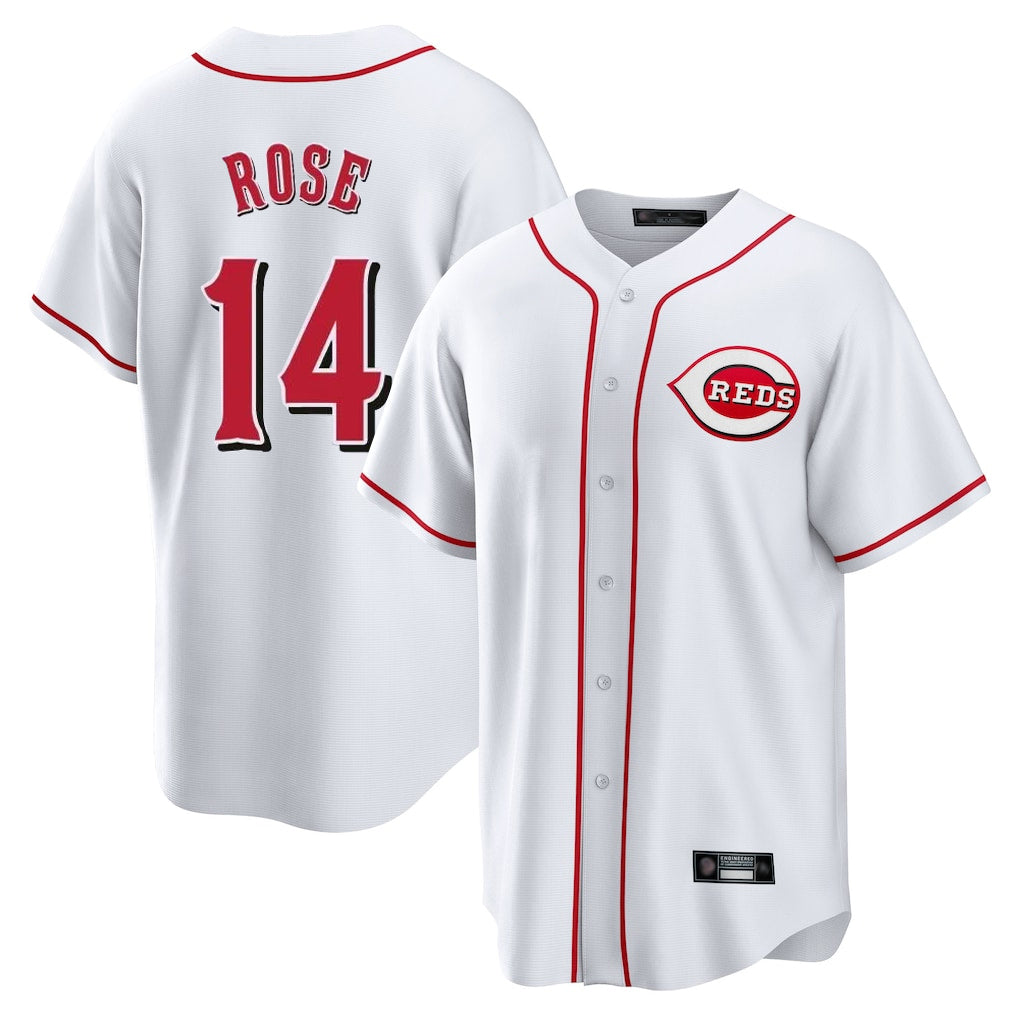 Crovyle C.Reds #14 Pete Rose Player White Game Home Stitched Jerseys