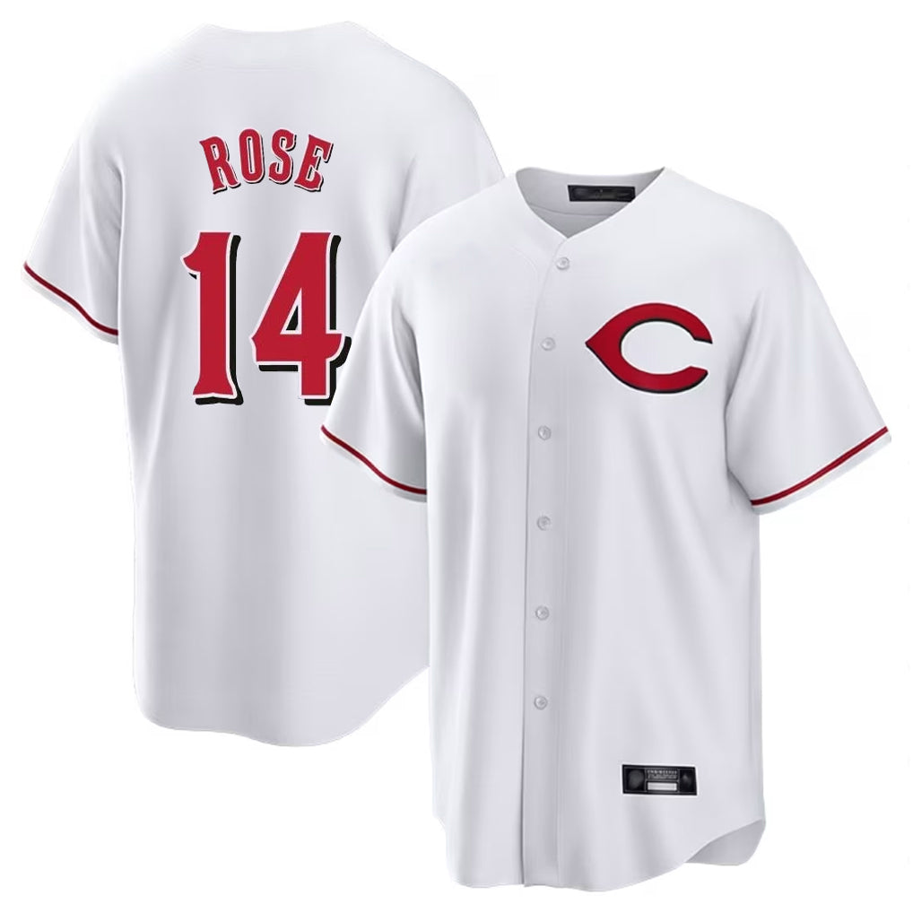 Crovyle C.Reds #14 Pete Rose Player White Home Game Stitched Jerseys
