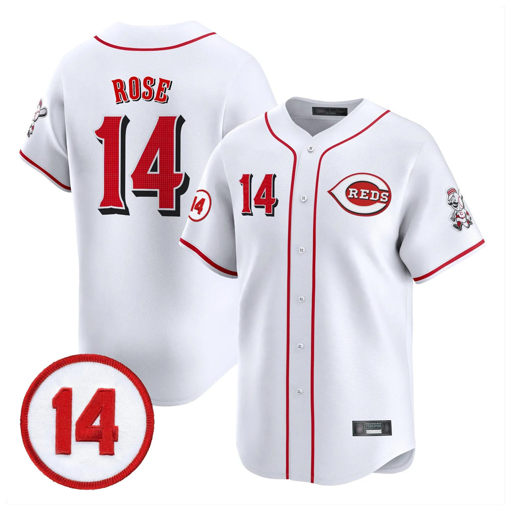 Crovyle C.Reds #14 Pete Rose Player White Vapor Premier Limited Home Stitched Jerseys