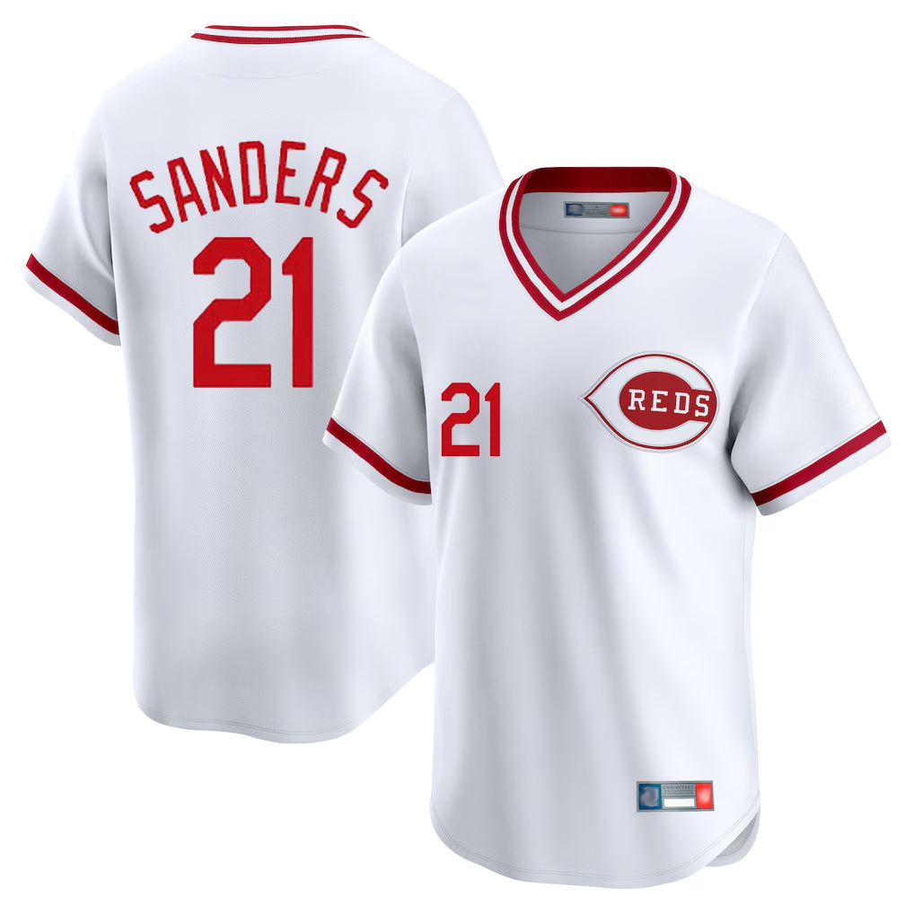Crovyle C.Reds #21 Hunter Greene Player White Cooperstown Collection Limited T-shirt Home Stitched Jerseys